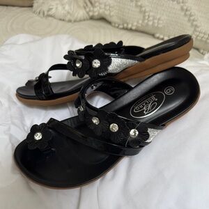 Black Floral Women's Sandals